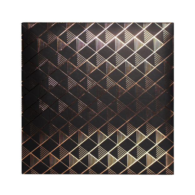 grafton memo photo album front in black with all over gold foil pattern in diamond shapes