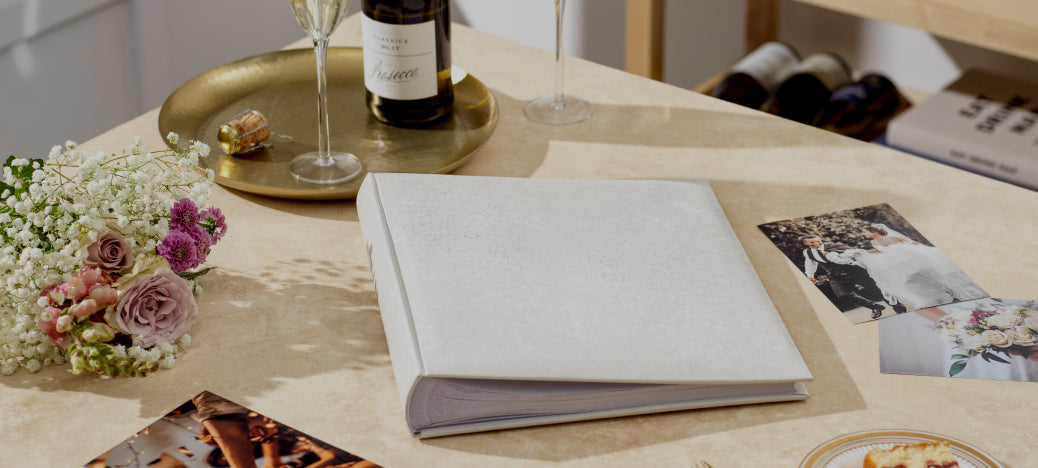 traditional white wedding photo album