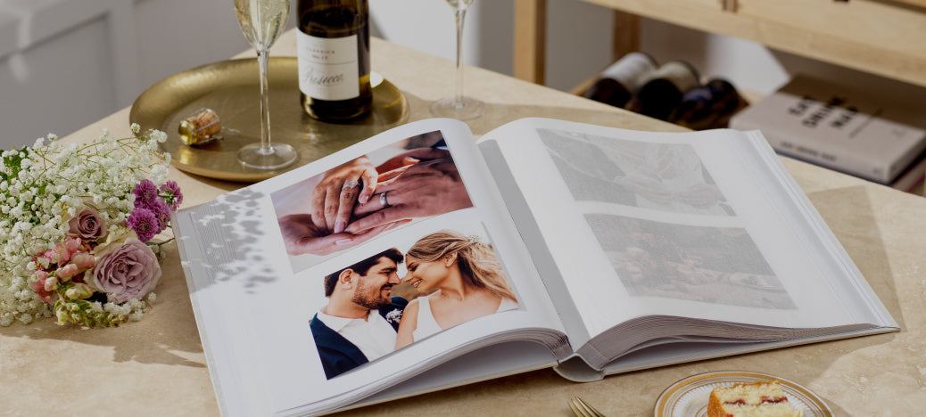 traditional white wedding photo album